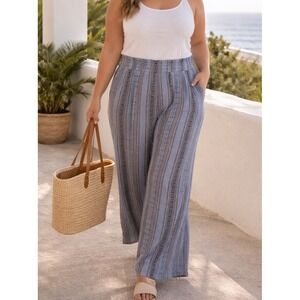 Kori America Womens Coastal Boho Summer Palazzo Pants Sz 2XL Resortwear Vacation